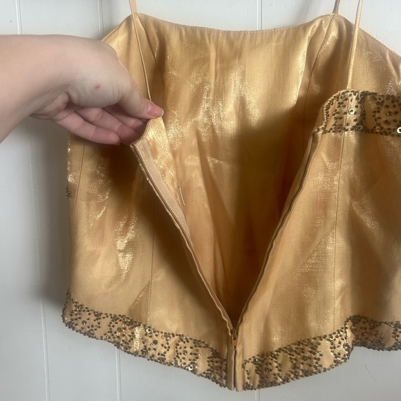 Chiffon, sz L gold sparkly beaded tank with, built in eccentuated built in bra. - Picture 9 of 14